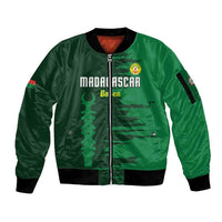 Custom Madagascar Football Sleeve Zip Bomber Jacket Go Barea - Wonder Print Shop