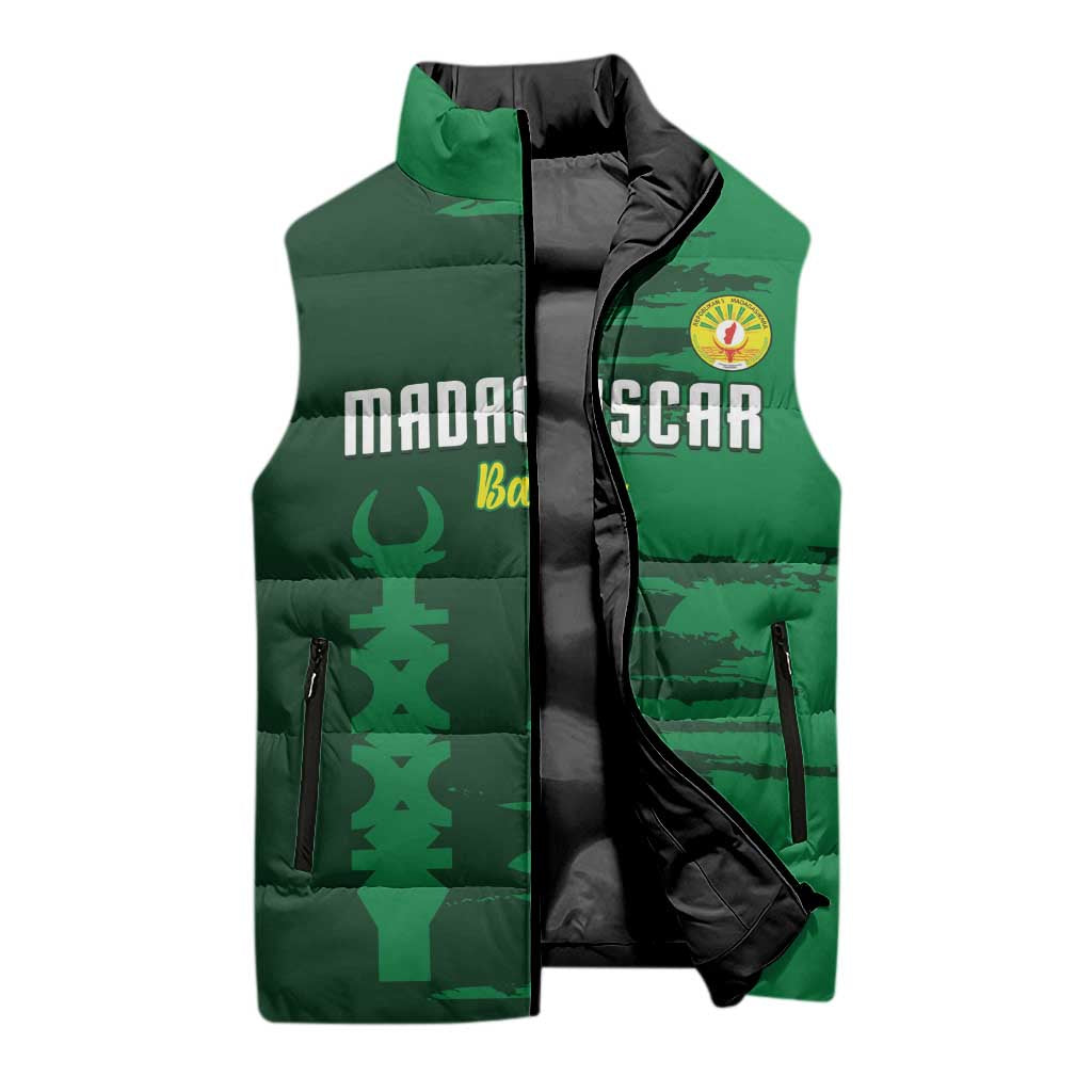 Custom Madagascar Football Sleeveless Puffer Jacket Go Barea - Wonder Print Shop