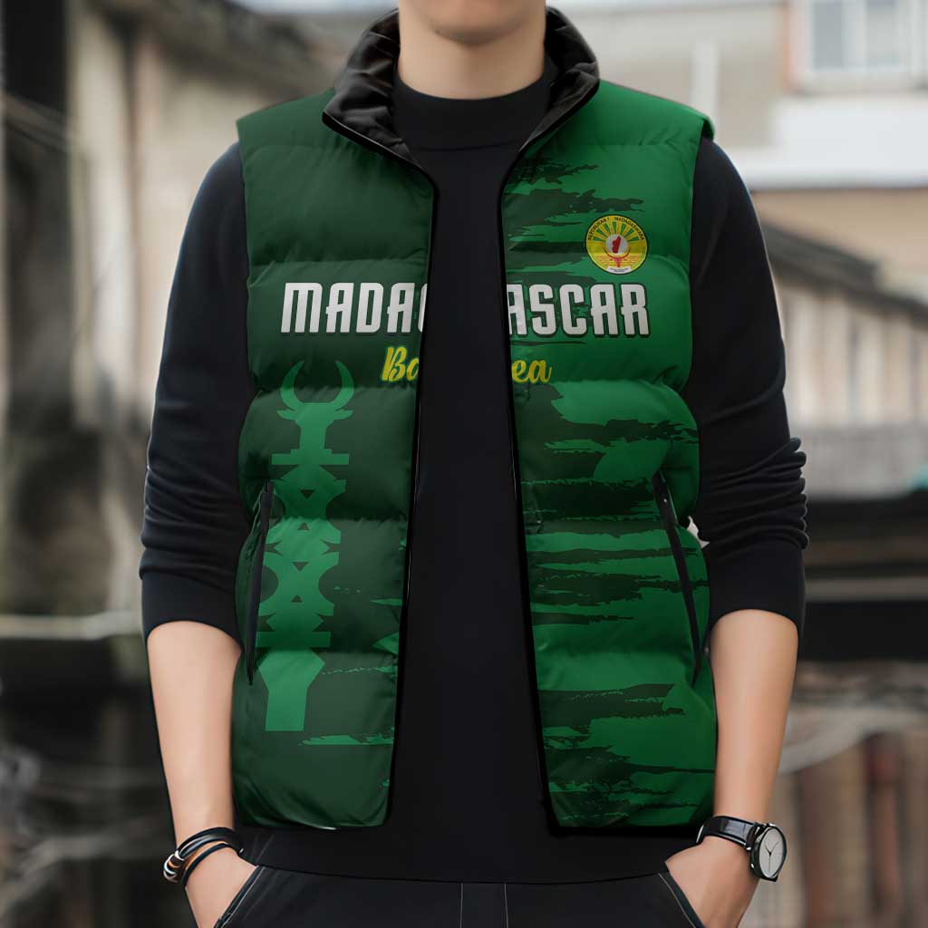 Custom Madagascar Football Sleeveless Puffer Jacket Go Barea - Wonder Print Shop