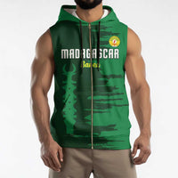 Custom Madagascar Football Sleeveless Zip Hoodie Go Barea - Wonder Print Shop