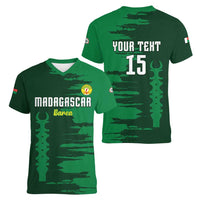 Custom Madagascar Football Women V-Neck T-Shirt Go Barea - Wonder Print Shop
