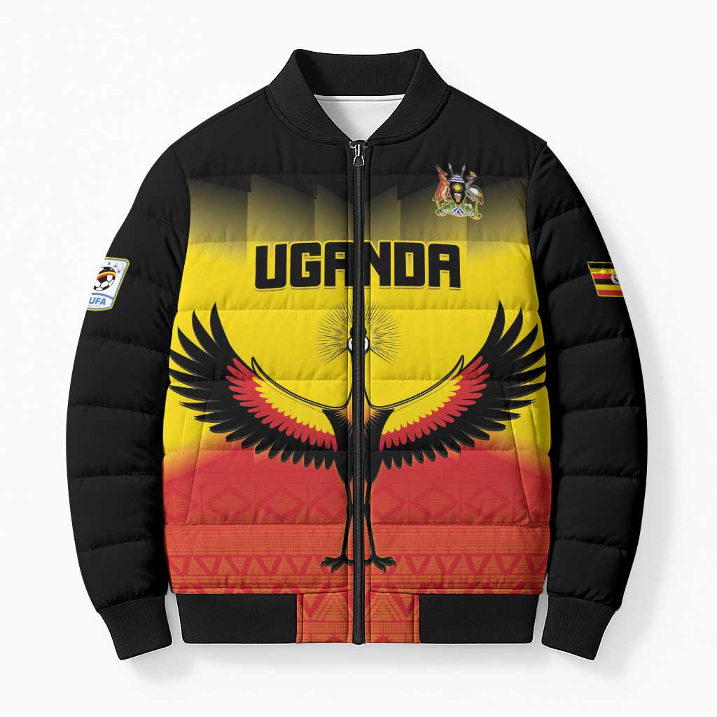 Custom Uganda Football Bomber Puffer Jacket Go Cranes Go - Wonder Print Shop