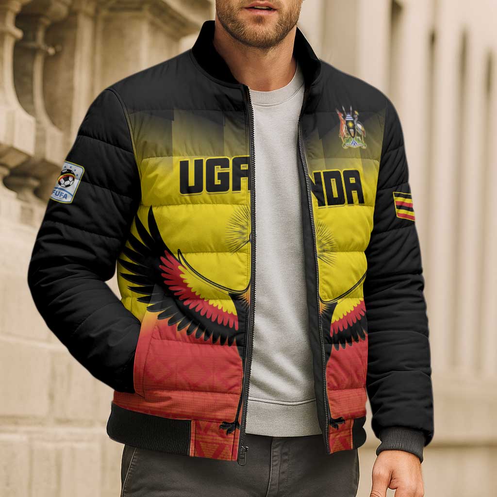 Custom Uganda Football Bomber Puffer Jacket Go Cranes Go - Wonder Print Shop