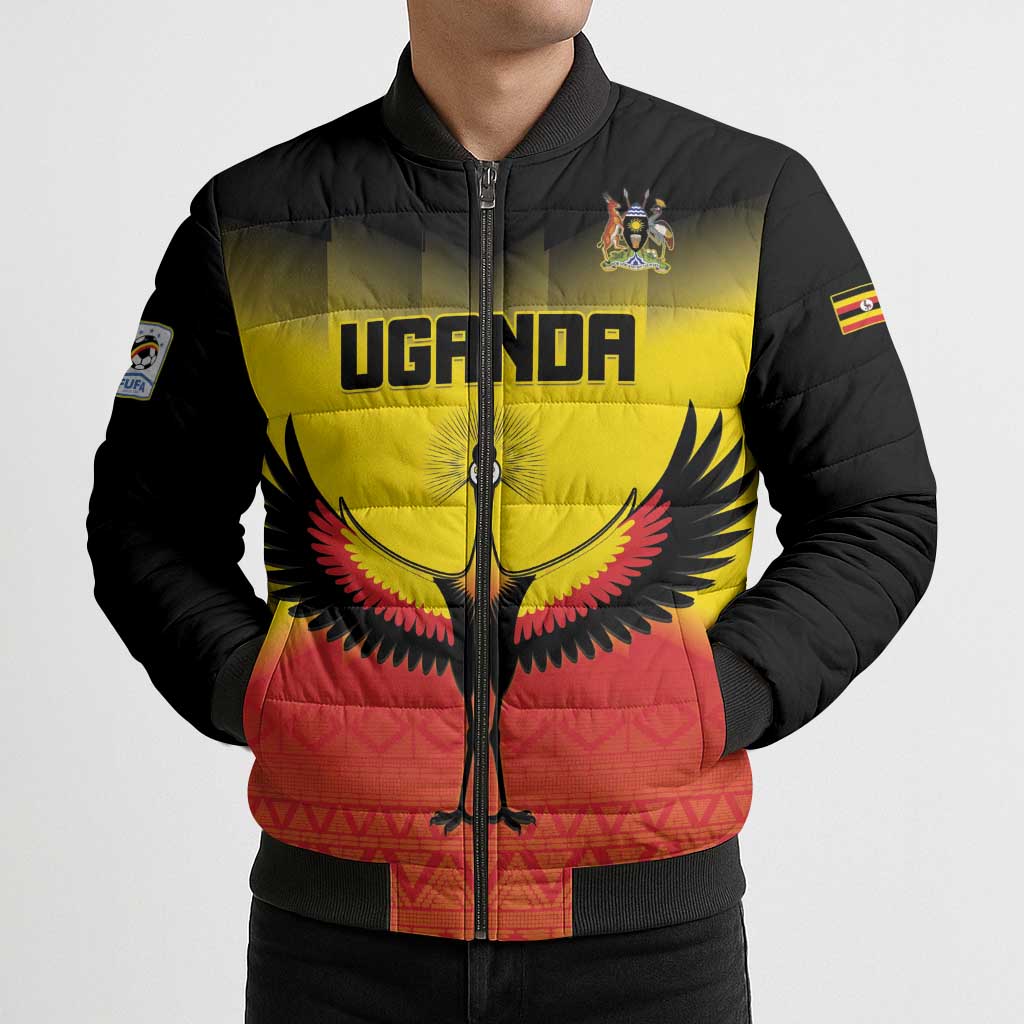Custom Uganda Football Bomber Puffer Jacket Go Cranes Go - Wonder Print Shop