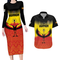 Custom Uganda Football Couples Matching Long Sleeve Bodycon Dress and Hawaiian Shirt Go Cranes Go - Wonder Print Shop