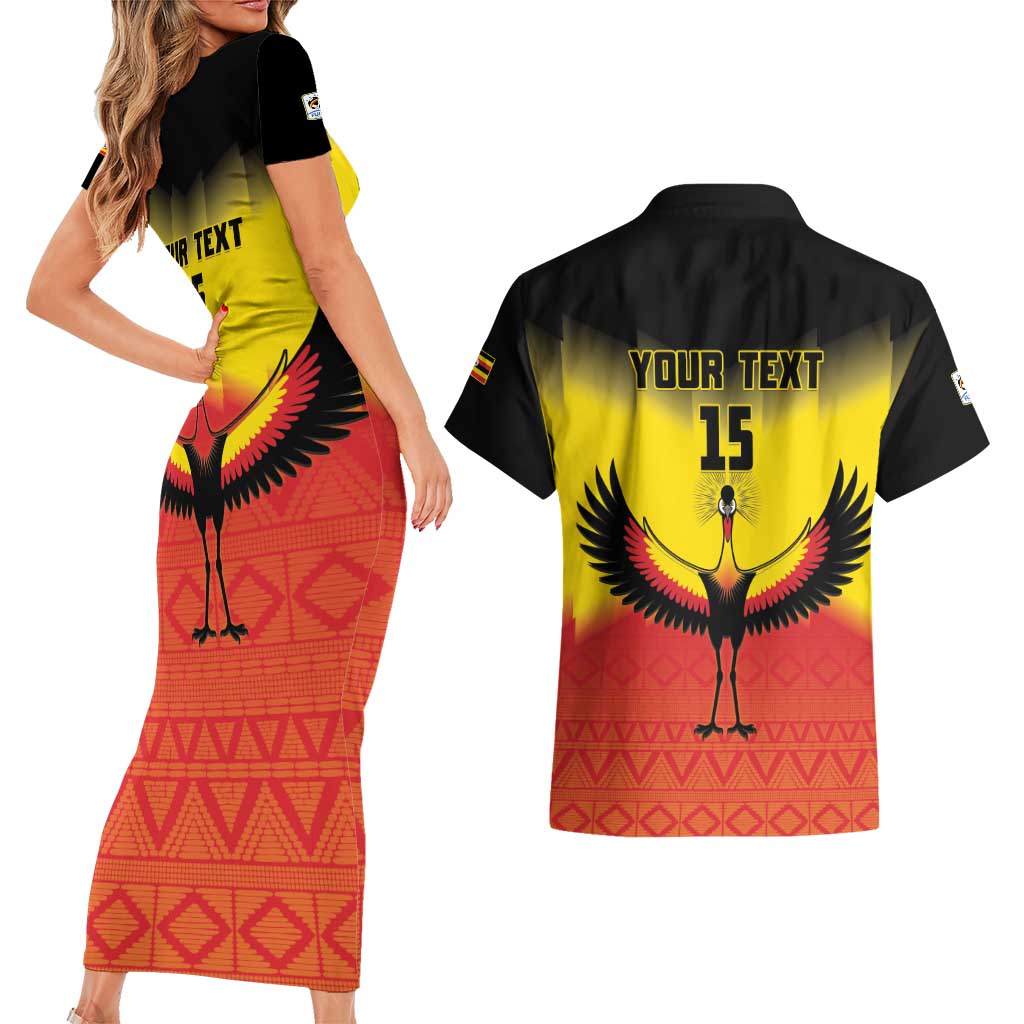 Custom Uganda Football Couples Matching Short Sleeve Bodycon Dress and Hawaiian Shirt Go Cranes Go - Wonder Print Shop