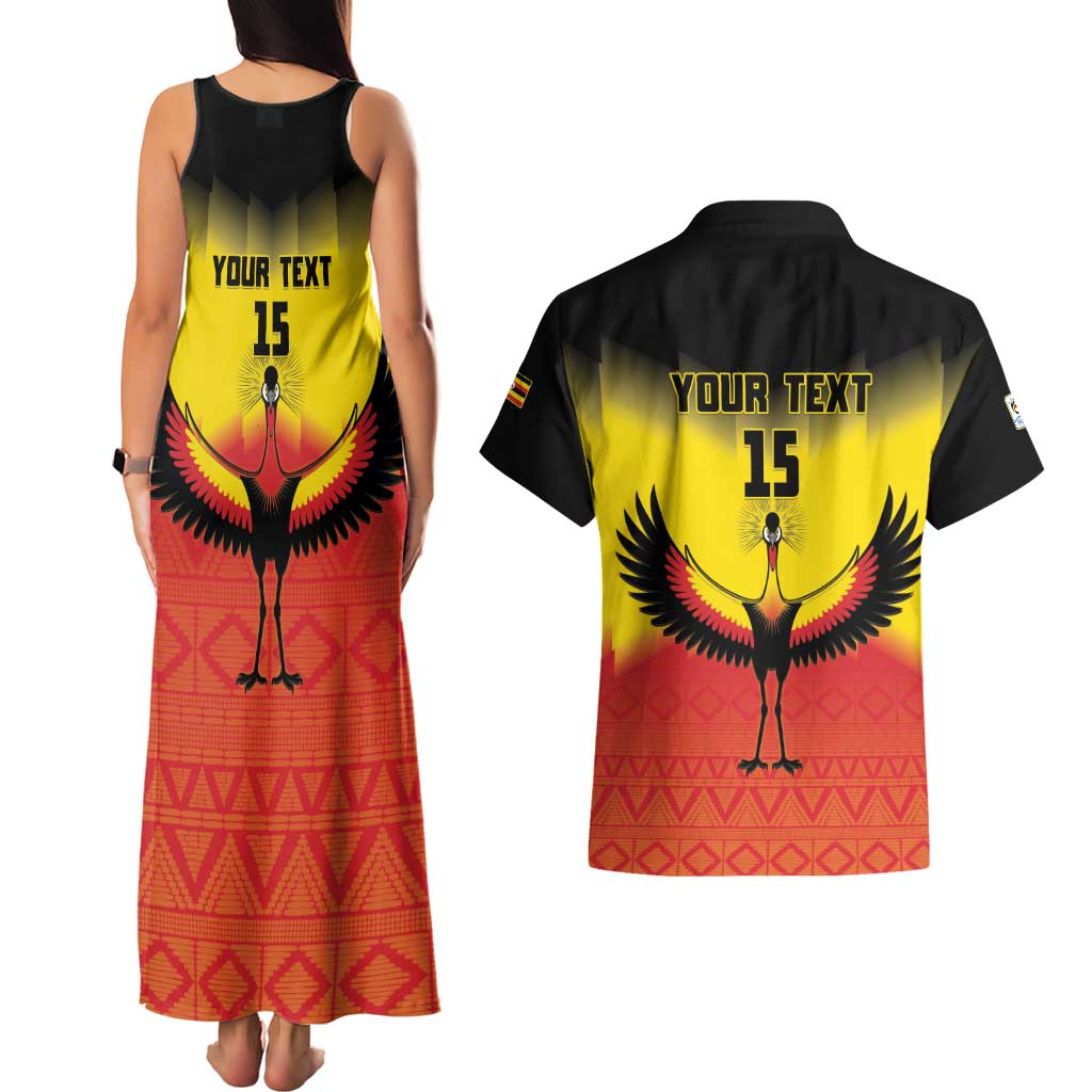 Custom Uganda Football Couples Matching Tank Maxi Dress and Hawaiian Shirt Go Cranes Go - Wonder Print Shop