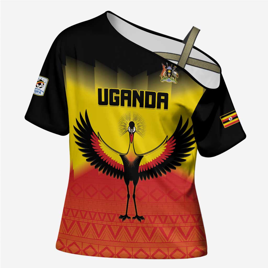 Custom Uganda Football Cross Shoulder Shirt Go Cranes Go - Wonder Print Shop