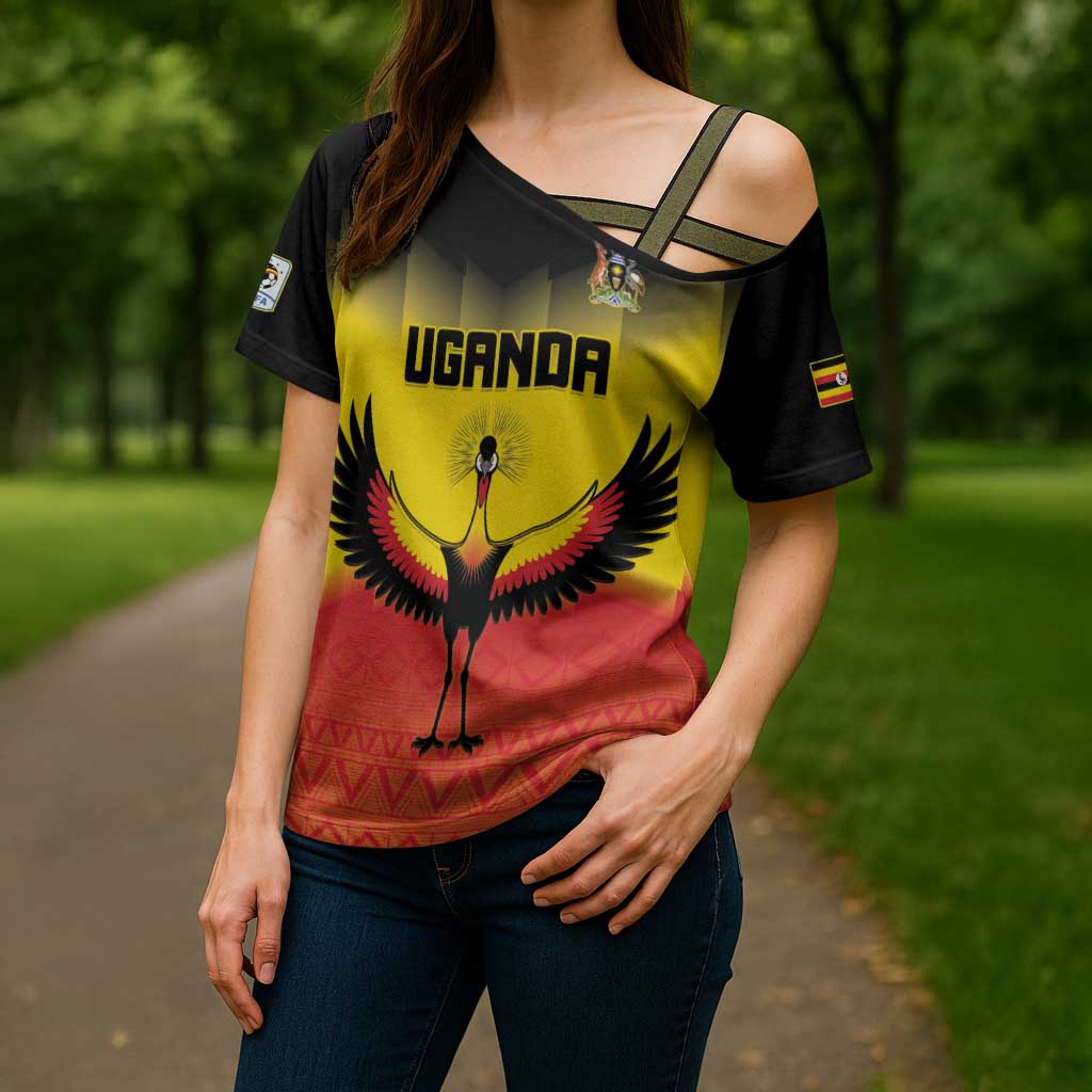 Custom Uganda Football Cross Shoulder Shirt Go Cranes Go - Wonder Print Shop