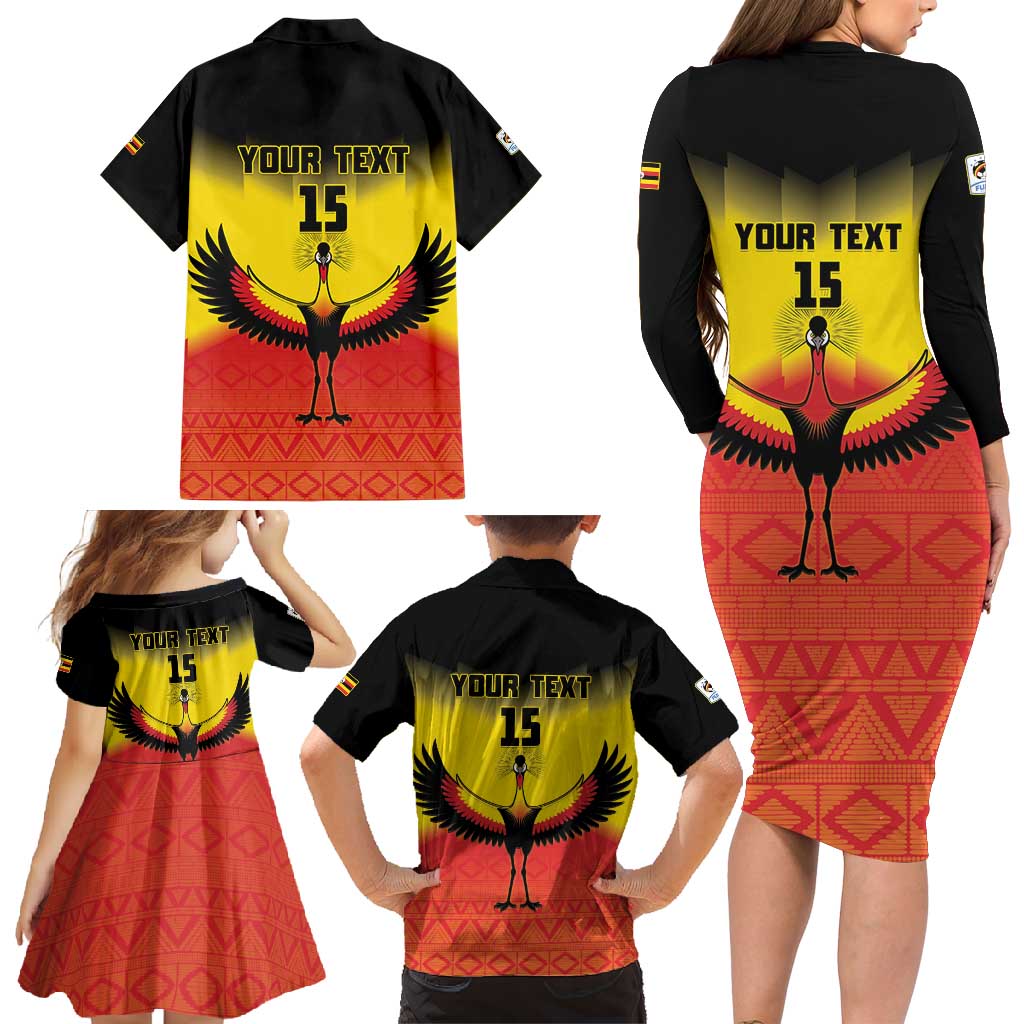 Custom Uganda Football Family Matching Long Sleeve Bodycon Dress and Hawaiian Shirt Go Cranes Go - Wonder Print Shop