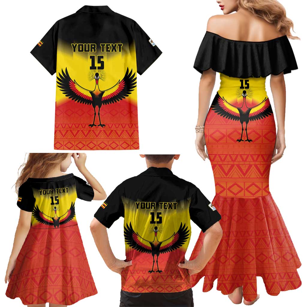 Custom Uganda Football Family Matching Mermaid Dress and Hawaiian Shirt Go Cranes Go - Wonder Print Shop