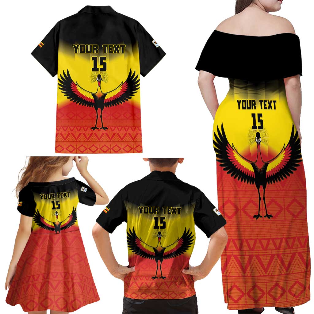 Custom Uganda Football Family Matching Off Shoulder Maxi Dress and Hawaiian Shirt Go Cranes Go - Wonder Print Shop