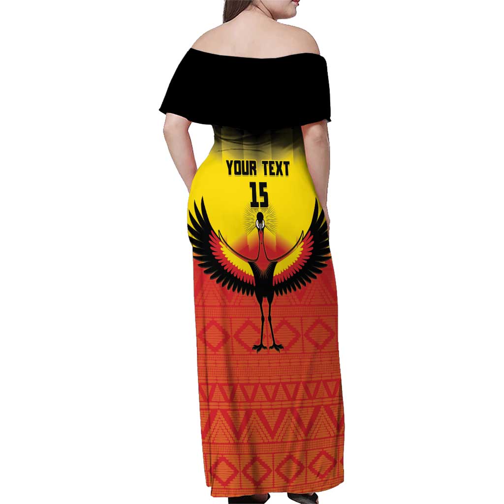 Custom Uganda Football Family Matching Off Shoulder Maxi Dress and Hawaiian Shirt Go Cranes Go - Wonder Print Shop