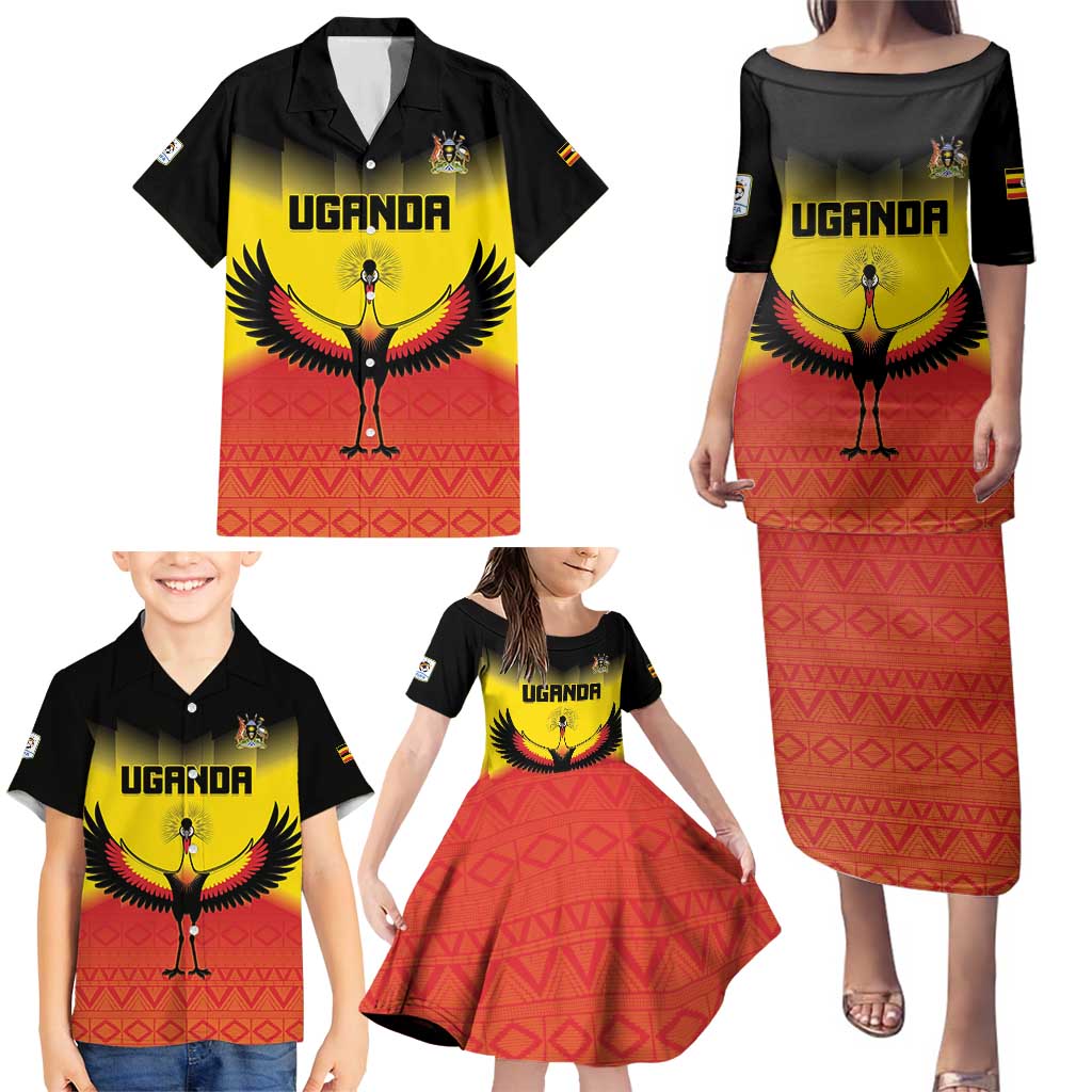 Custom Uganda Football Family Matching Puletasi and Hawaiian Shirt Go Cranes Go - Wonder Print Shop