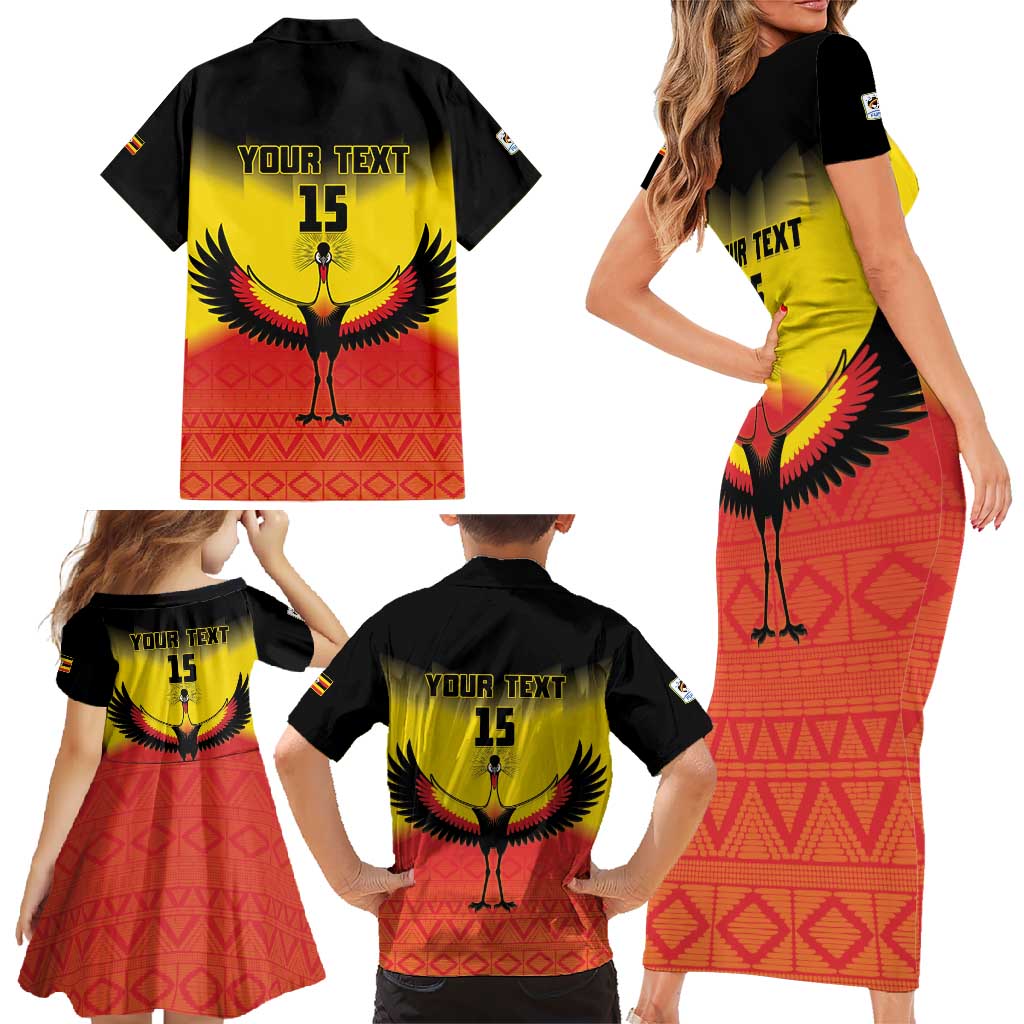 Custom Uganda Football Family Matching Short Sleeve Bodycon Dress and Hawaiian Shirt Go Cranes Go - Wonder Print Shop