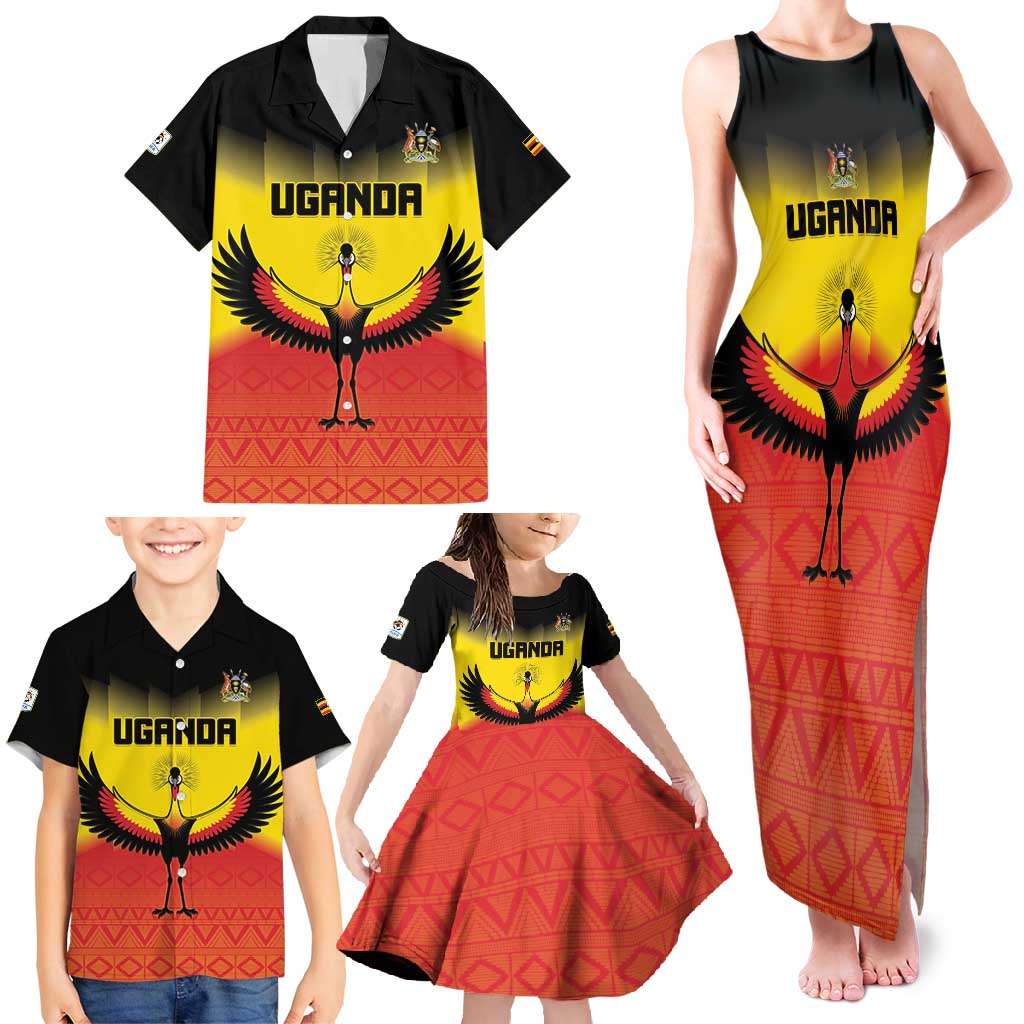 Custom Uganda Football Family Matching Tank Maxi Dress and Hawaiian Shirt Go Cranes Go - Wonder Print Shop