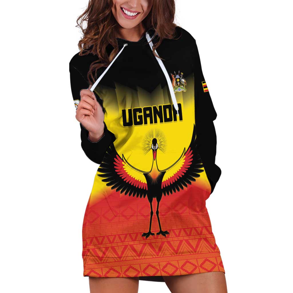 Custom Uganda Football Hoodie Dress Go Cranes Go - Wonder Print Shop