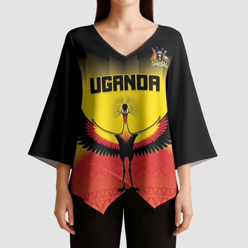 Custom Uganda Football Kimono Sleeve Blouse Go Cranes Go - Wonder Print Shop