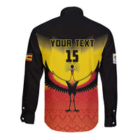 Custom Uganda Football Long Sleeve Button Shirt Go Cranes Go - Wonder Print Shop