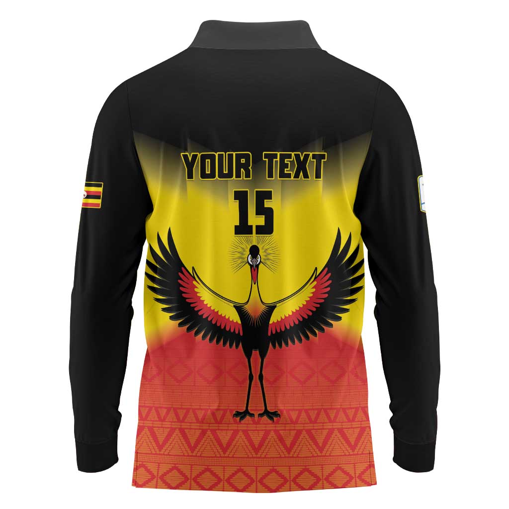 Custom Uganda Football Long Sleeve Polo Shirt Go Cranes Go - Wonder Print Shop