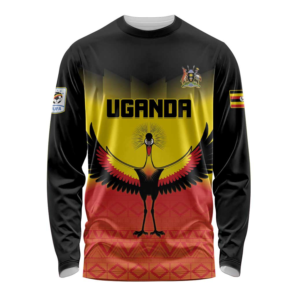Custom Uganda Football Long Sleeve Shirt Go Cranes Go - Wonder Print Shop