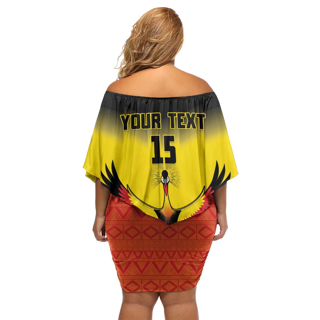 Custom Uganda Football Off Shoulder Short Dress Go Cranes Go - Wonder Print Shop