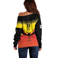 Custom Uganda Football Off Shoulder Sweater Go Cranes Go - Wonder Print Shop