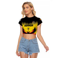 Custom Uganda Football Raglan Cropped T Shirt Go Cranes Go - Wonder Print Shop