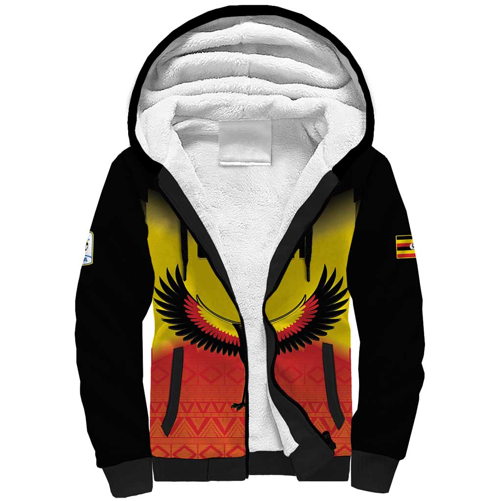 Custom Uganda Football Sherpa Hoodie Go Cranes Go - Wonder Print Shop