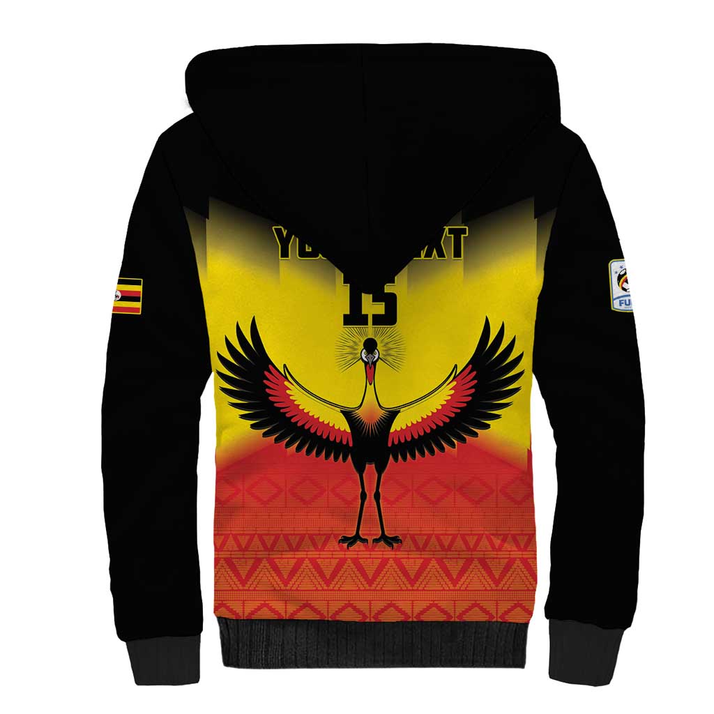 Custom Uganda Football Sherpa Hoodie Go Cranes Go - Wonder Print Shop