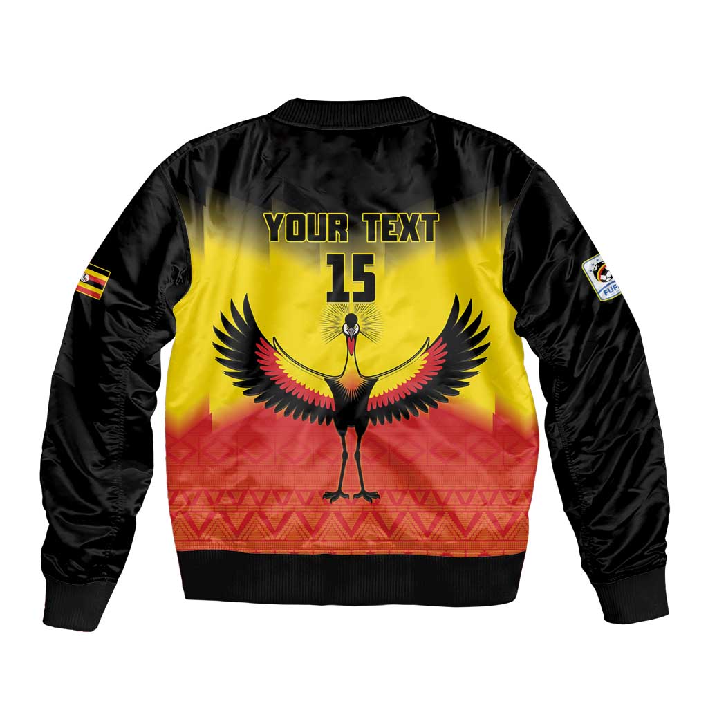 Custom Uganda Football Sleeve Zip Bomber Jacket Go Cranes Go - Wonder Print Shop