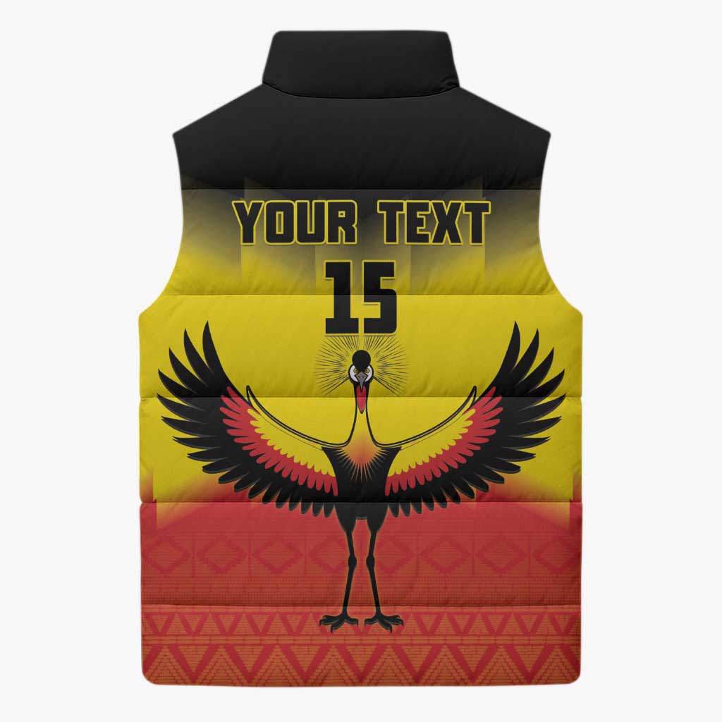 Custom Uganda Football Sleeveless Puffer Jacket Go Cranes Go - Wonder Print Shop