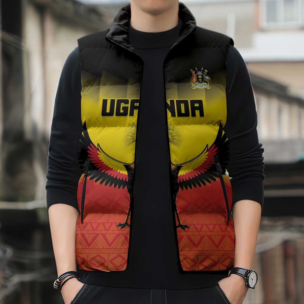Custom Uganda Football Sleeveless Puffer Jacket Go Cranes Go - Wonder Print Shop