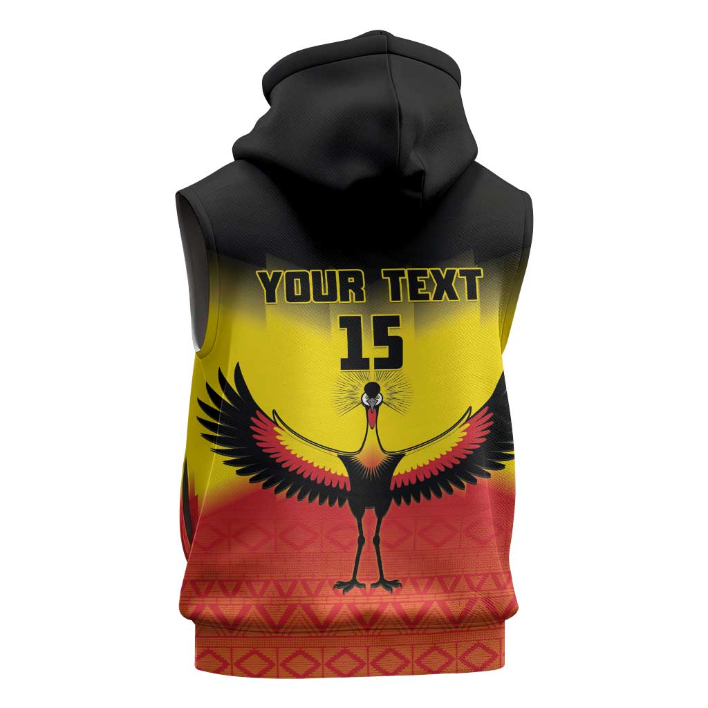 Custom Uganda Football Sleeveless Zip Hoodie Go Cranes Go - Wonder Print Shop