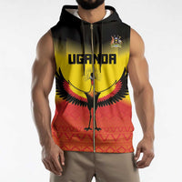 Custom Uganda Football Sleeveless Zip Hoodie Go Cranes Go - Wonder Print Shop