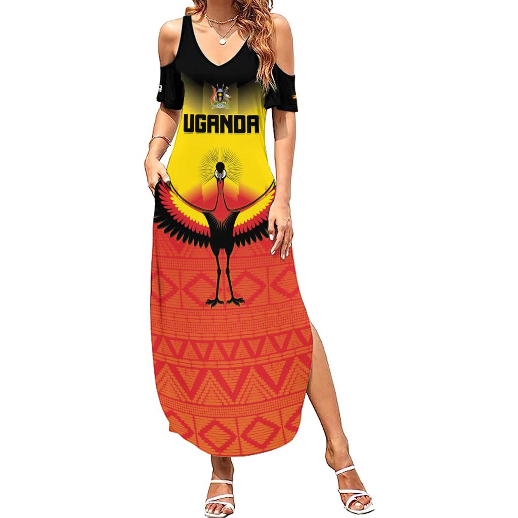 Custom Uganda Football Summer Maxi Dress Go Cranes Go - Wonder Print Shop