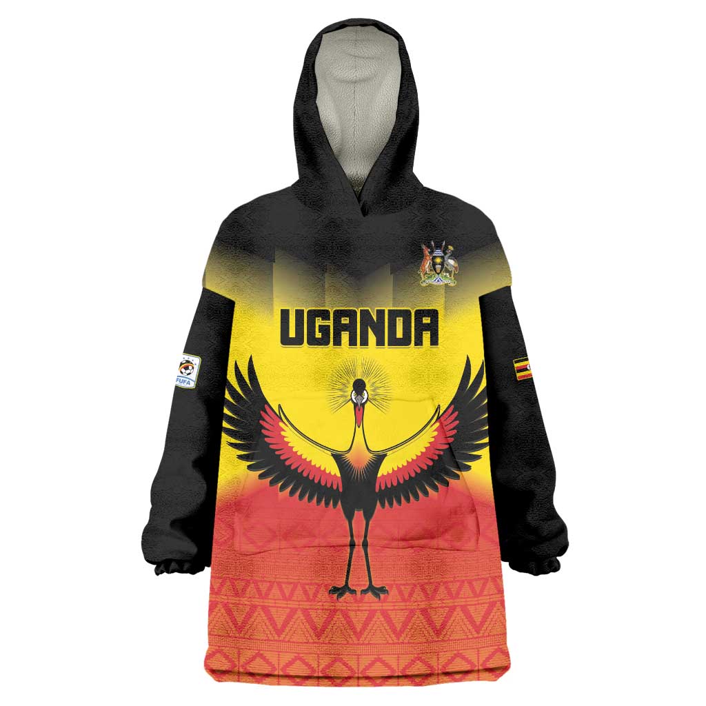 Custom Uganda Football Wearable Blanket Hoodie Go Cranes Go - Wonder Print Shop