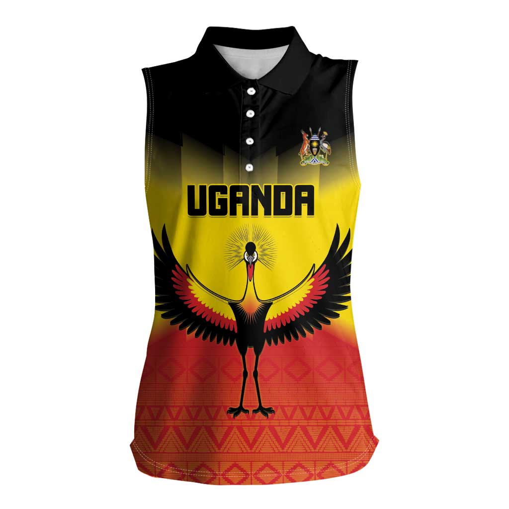 Custom Uganda Football Women Sleeveless Polo Shirt Go Cranes Go - Wonder Print Shop