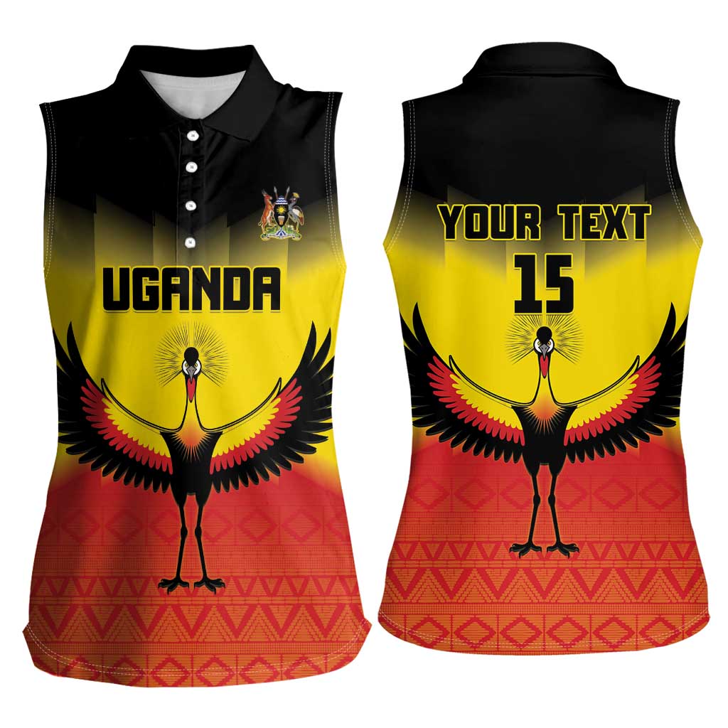 Custom Uganda Football Women Sleeveless Polo Shirt Go Cranes Go - Wonder Print Shop