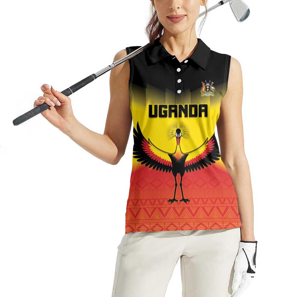 Custom Uganda Football Women Sleeveless Polo Shirt Go Cranes Go - Wonder Print Shop