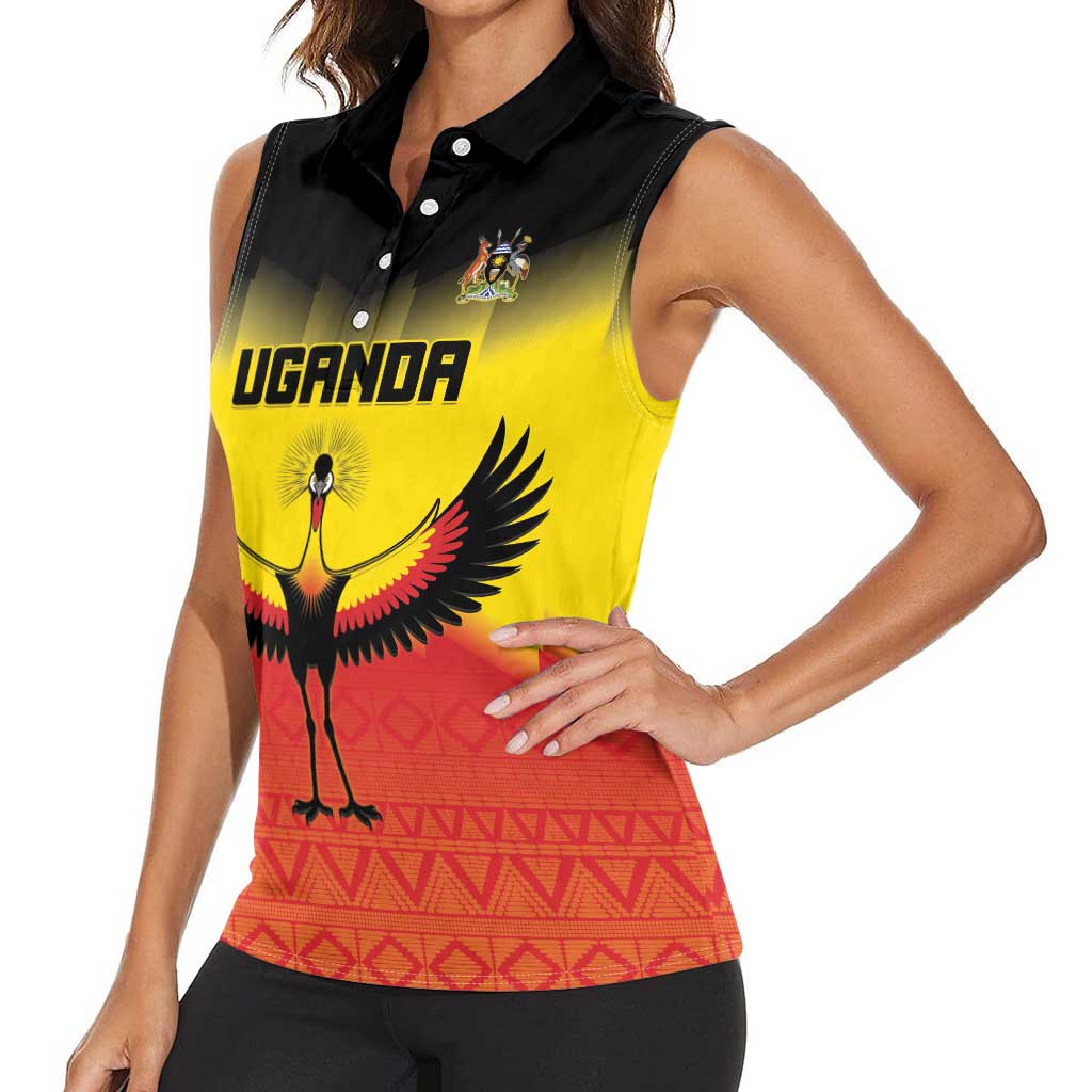 Custom Uganda Football Women Sleeveless Polo Shirt Go Cranes Go - Wonder Print Shop