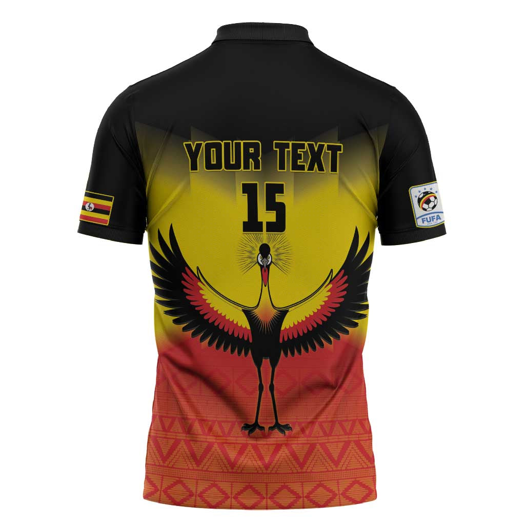 Custom Uganda Football Zipper Polo Shirt Go Cranes Go - Wonder Print Shop