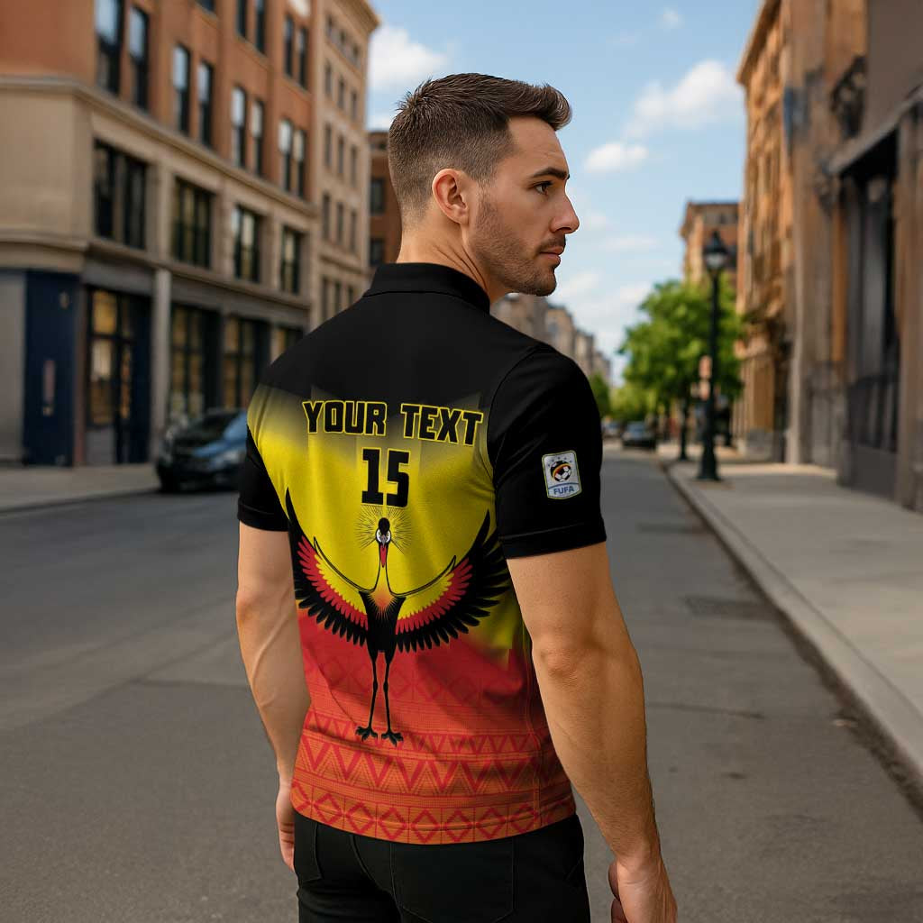 Custom Uganda Football Zipper Polo Shirt Go Cranes Go - Wonder Print Shop