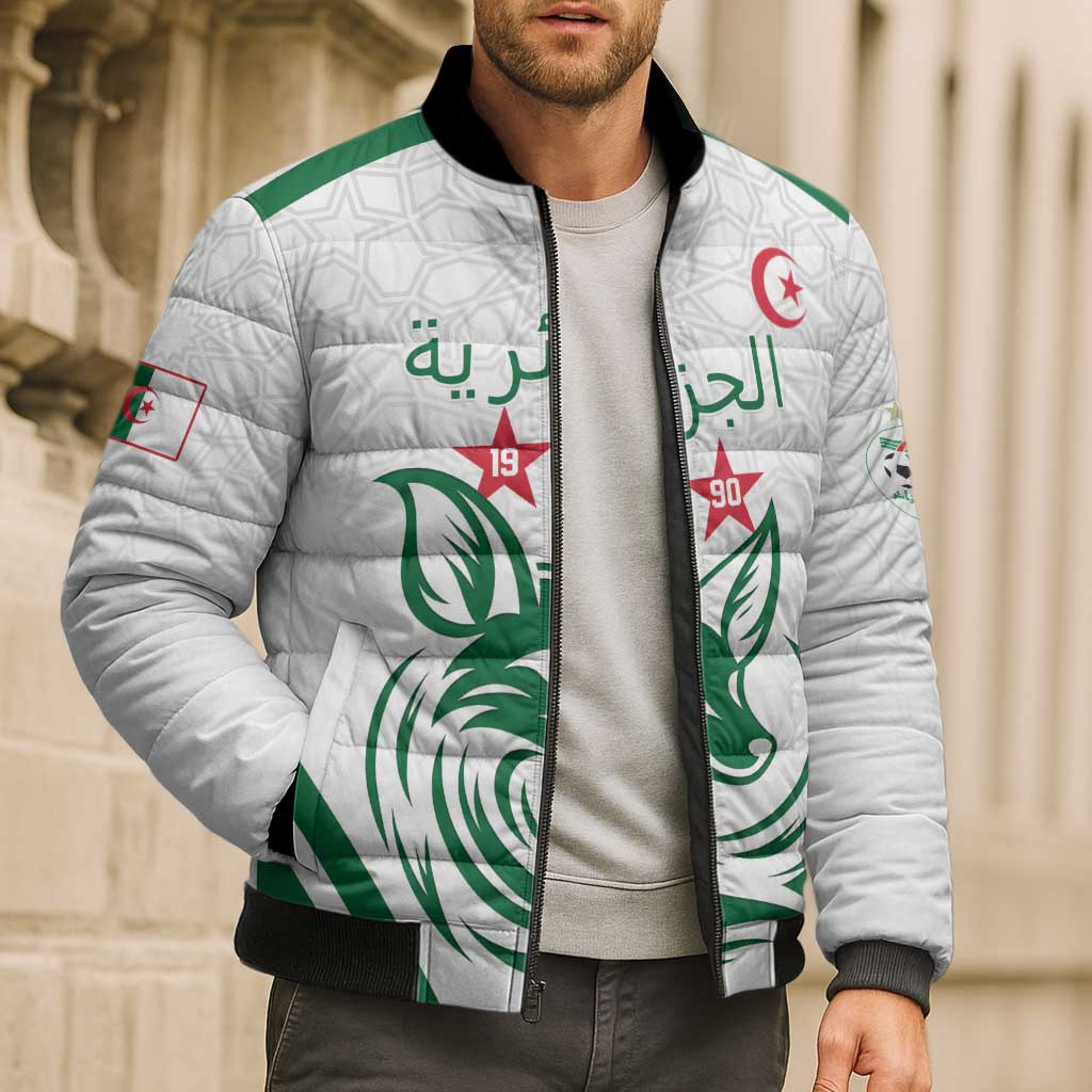 Custom Algeria Football Bomber Puffer Jacket Go Fennecs Go - Wonder Print Shop