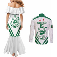 Custom Algeria Football Couples Matching Mermaid Dress and Long Sleeve Button Shirt Go Fennecs Go - Wonder Print Shop