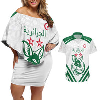 Custom Algeria Football Couples Matching Off Shoulder Short Dress and Hawaiian Shirt Go Fennecs Go - Wonder Print Shop