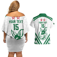 Custom Algeria Football Couples Matching Off Shoulder Short Dress and Hawaiian Shirt Go Fennecs Go - Wonder Print Shop