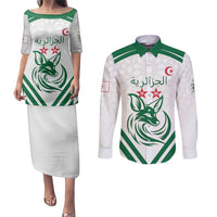 Custom Algeria Football Couples Matching Puletasi and Long Sleeve Button Shirt Go Fennecs Go - Wonder Print Shop