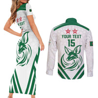 Custom Algeria Football Couples Matching Short Sleeve Bodycon Dress and Long Sleeve Button Shirt Go Fennecs Go - Wonder Print Shop