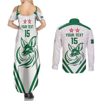 Custom Algeria Football Couples Matching Summer Maxi Dress and Long Sleeve Button Shirt Go Fennecs Go - Wonder Print Shop